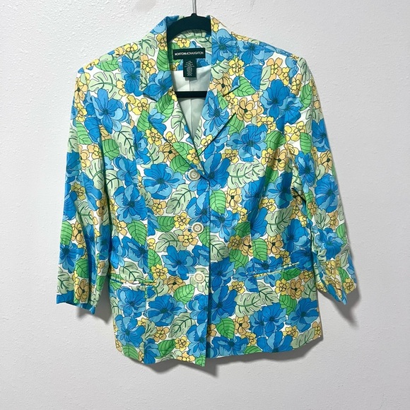 Norton McNaughton linen blend Floral Blazer 12 - Picture 1 of 7
